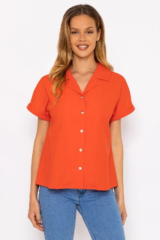 Coral Camp Collar Shirt Polished Women's Silk