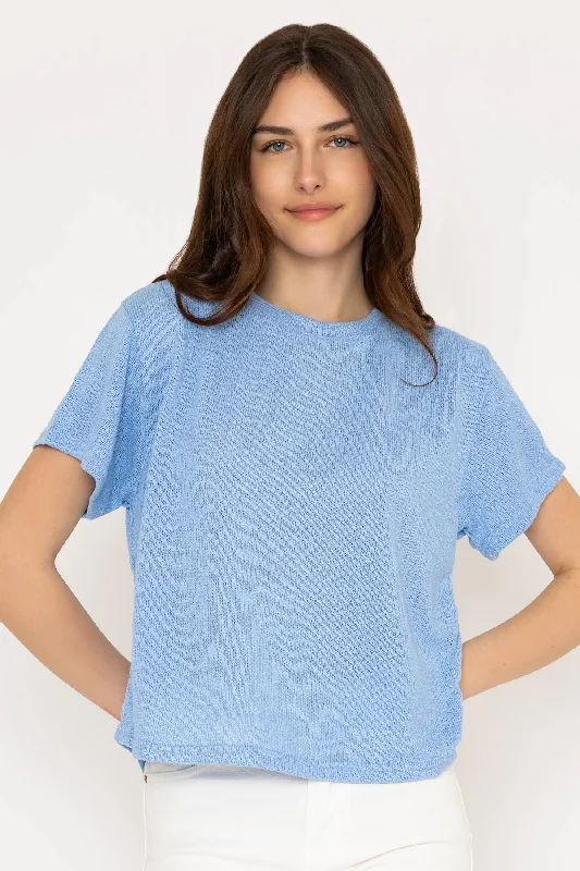 Blue Round Neck T-shirt Trendy Women's Oversized
