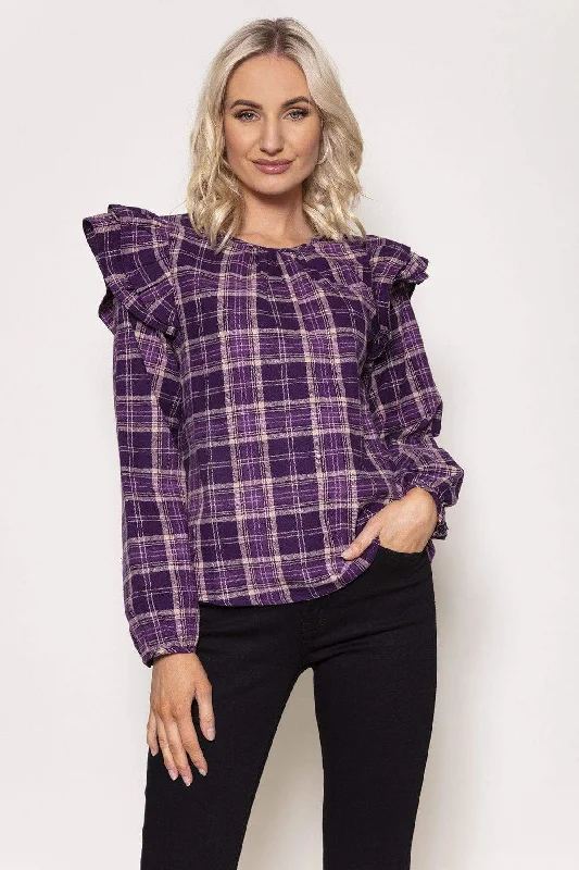 Soft Touch Ruffle Blouse in Purple Modern Women's 