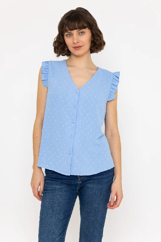 Dobby Sleeveless Top in Blue Earthy Women's Hemp - based