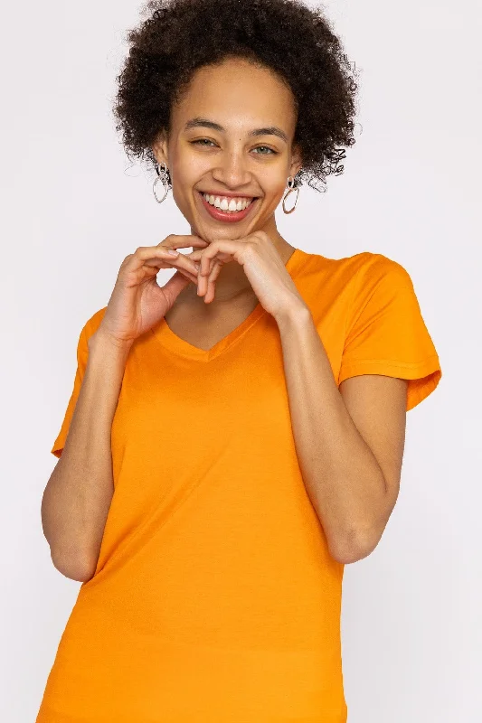 V Neck Tee in Orange Relaxed Women's Beachy