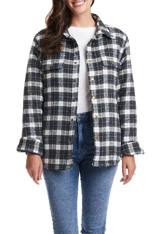 Ladies Shacket Nantucket Flannel Windowpane Youthful Women's Anime - inspired