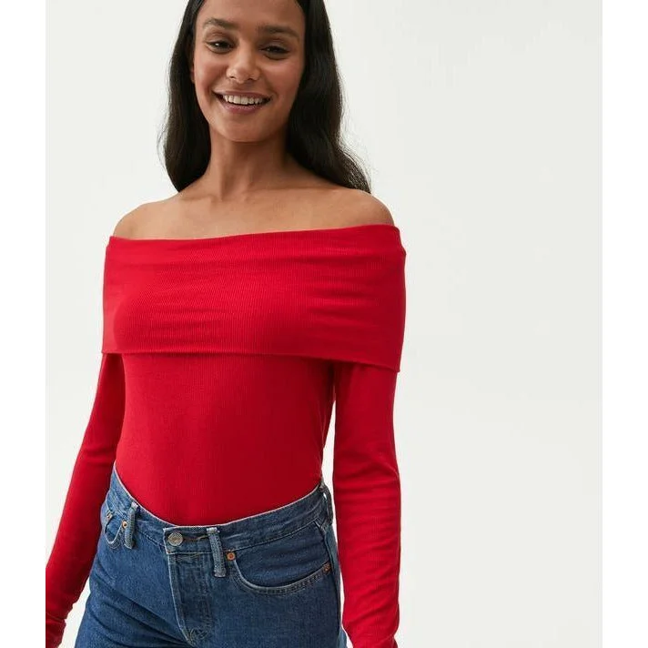 Elaine Ribbed Off The Shoulder Top garde