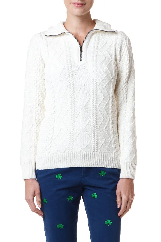 Holebrook Sweater Annika Off White WP 1/4 Zip Tough Women's Military - inspired