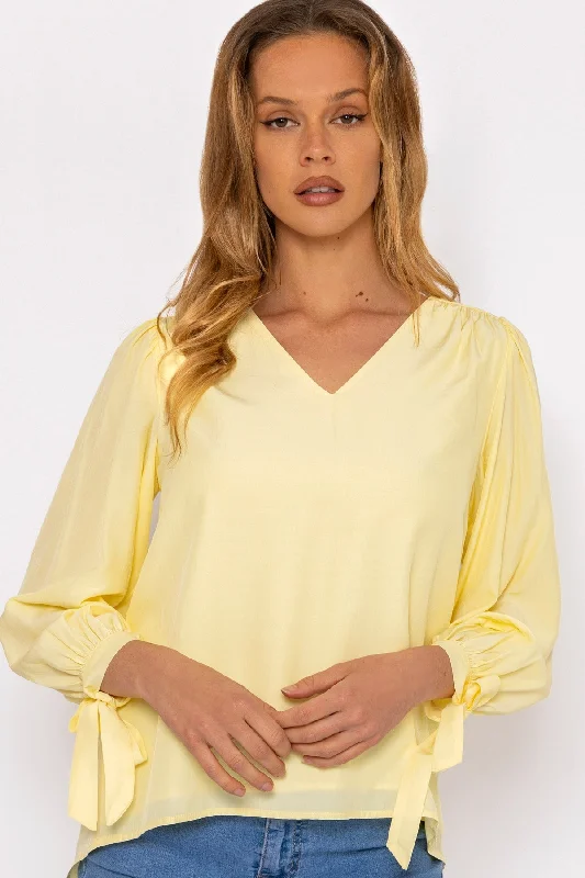 Tie Sleeve Top in Lemon Cozy Women's Winter