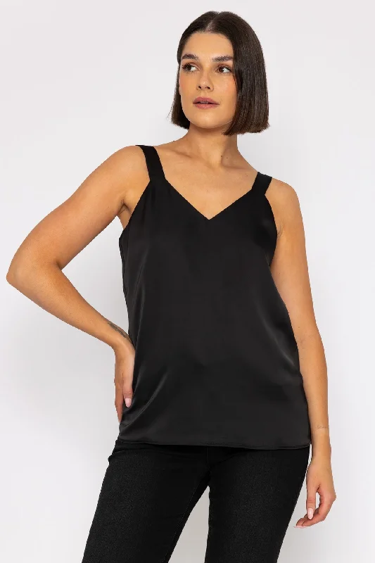 Sleeveless Silky Cami Top in Black Australian Beach
