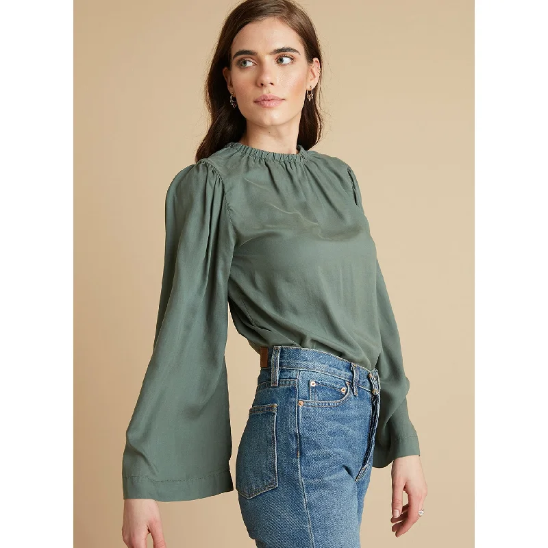 Bell Sleeve Elastic Neck Top Refined Women's Classic 