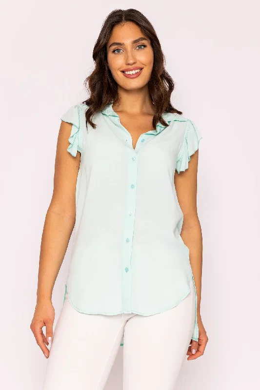 Ruffle Viscose Top in Mint Athletic Women's High - 
