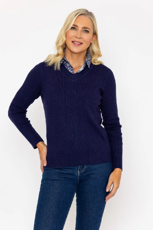 Navy Top with Shirt Collar Monochromatic Office Style