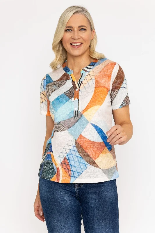 Short Printed Burnout Top Youthful Women's Anime - inspired