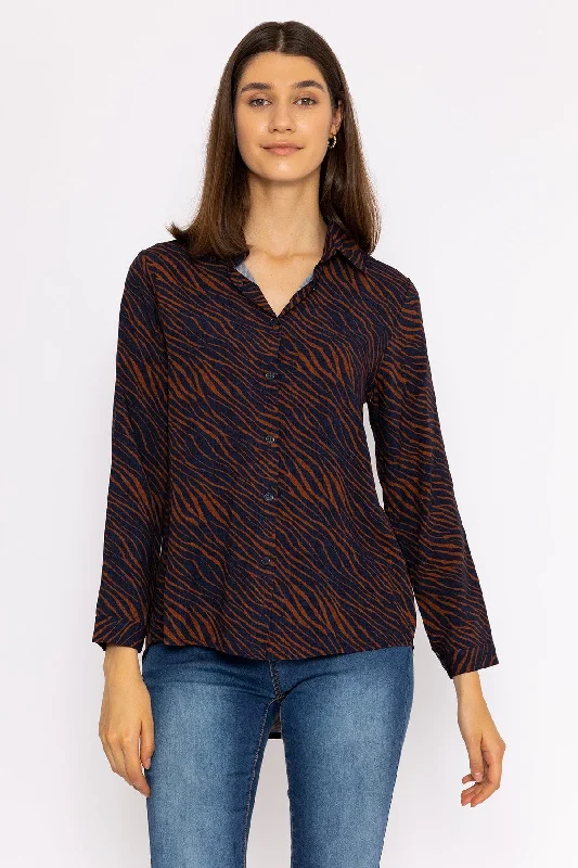 Viscose Shirt in Navy Animal Print Cool Women's Skate