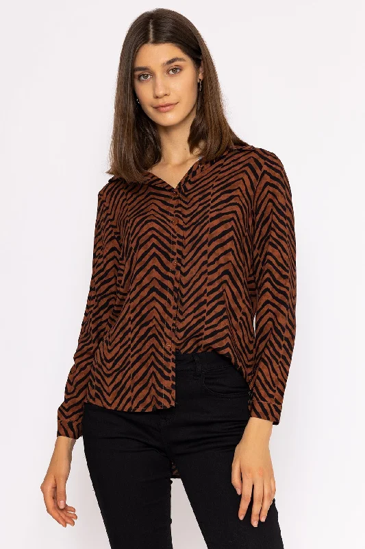 Viscose Shirt in Brown Animal Print Country