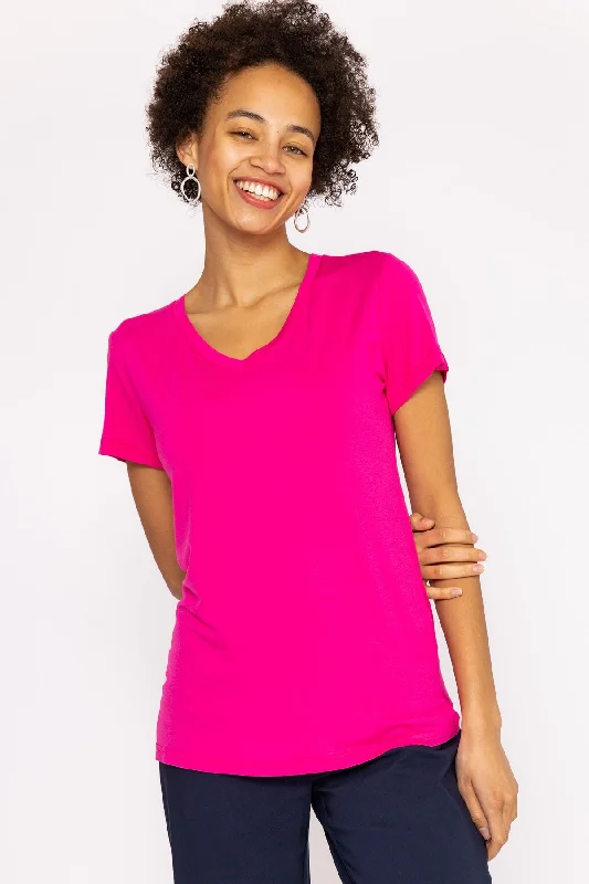 V Neck Tee in Pink Refined Women's Velvet