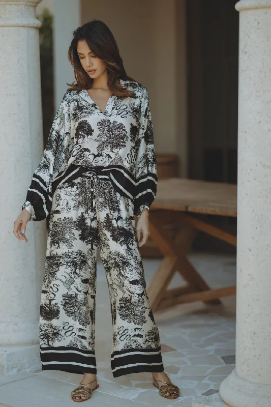 BOTANIC PANTS - BLACK Trendy Women's Oversized