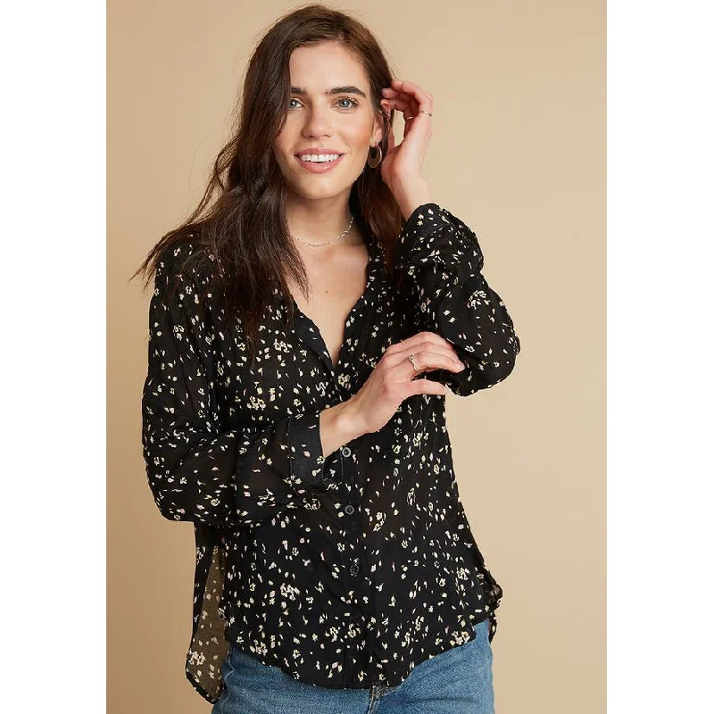 Rounded Hem Pocket Button Down Bohemian Women's Free