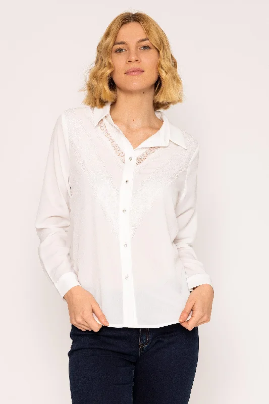 Lace Trim Blouse in Ivory Elegant Women's 
