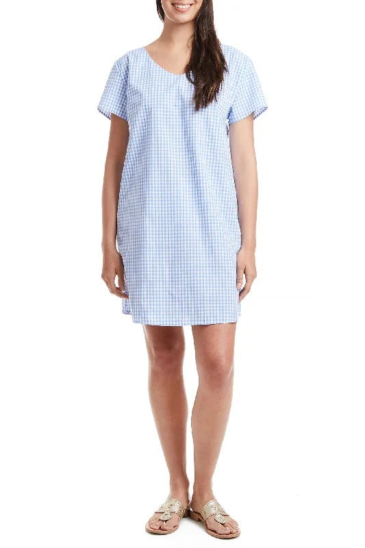 Ladies Oceanique Dress Wide Gingham Blue Adventure