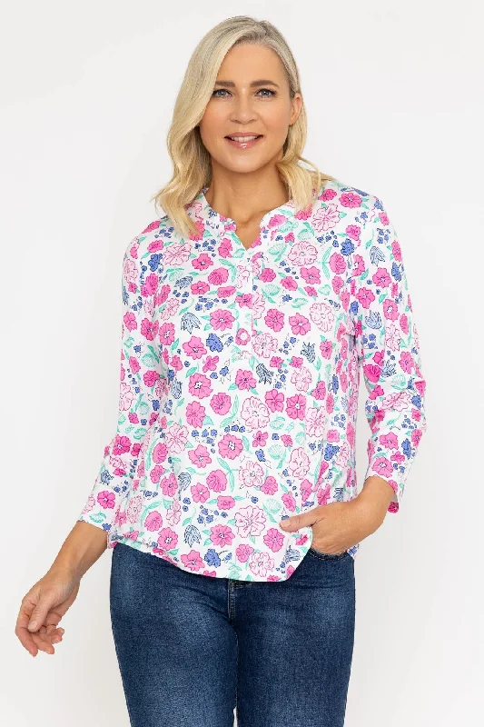 Printed Jersey Top in Pink Sophisticated Women's Tailored