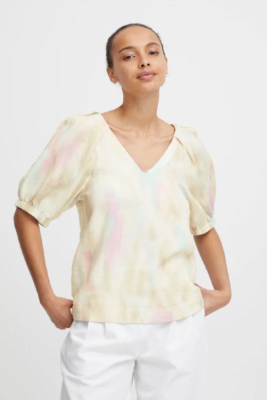 Pastel Printed Blouse Traditional Women's Wool