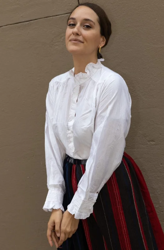 White Silk Blouse Cozy Women's Winter