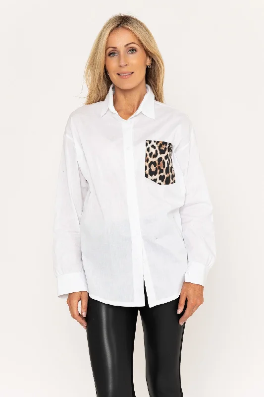 Animal Print Pocket White Shirt Street