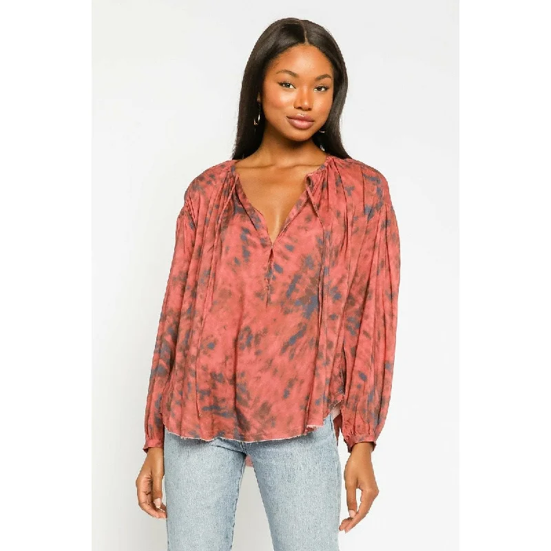 Terra Tie Dye Peasant Blouse Casual Women's Loose - fitting