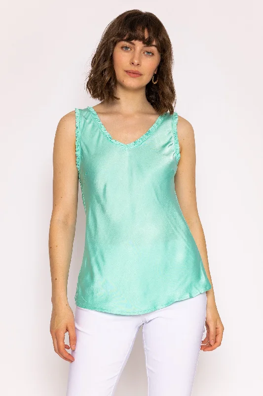 Satin Cami in Mint Polished Women's Silk