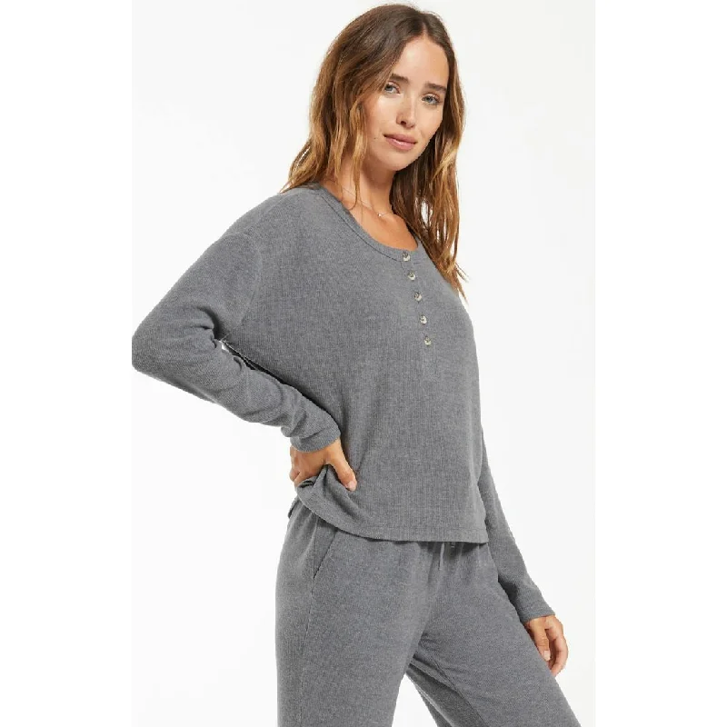 Aimee Henley Rib Top Practical Women's Quick - dry