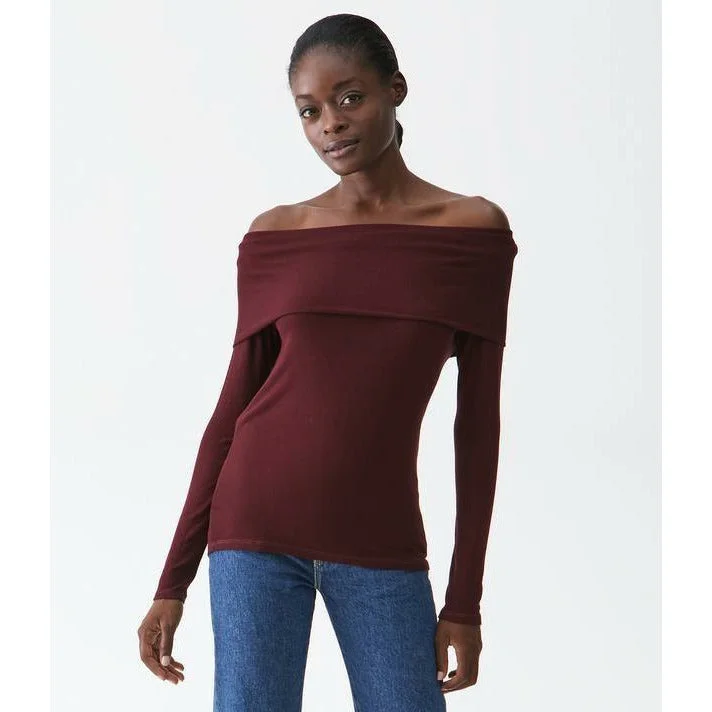 Elaine Ribbed Off The Shoulder Top Edgy Women's Punk