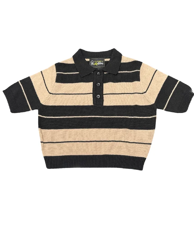 California Lowrider Rider Charlie Brown Crop Top- Black/Tan Sophisticated Women's 