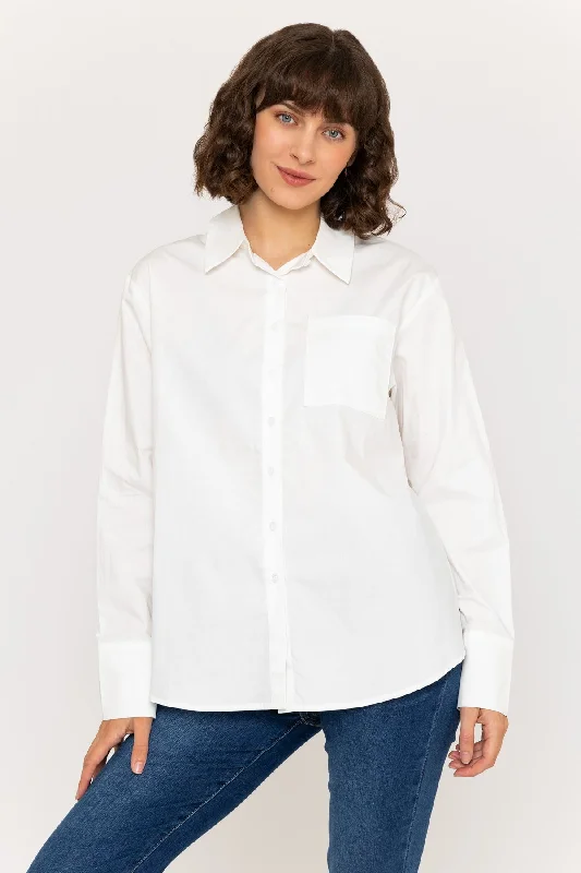 White Poplin Shirt Sleek Women's 