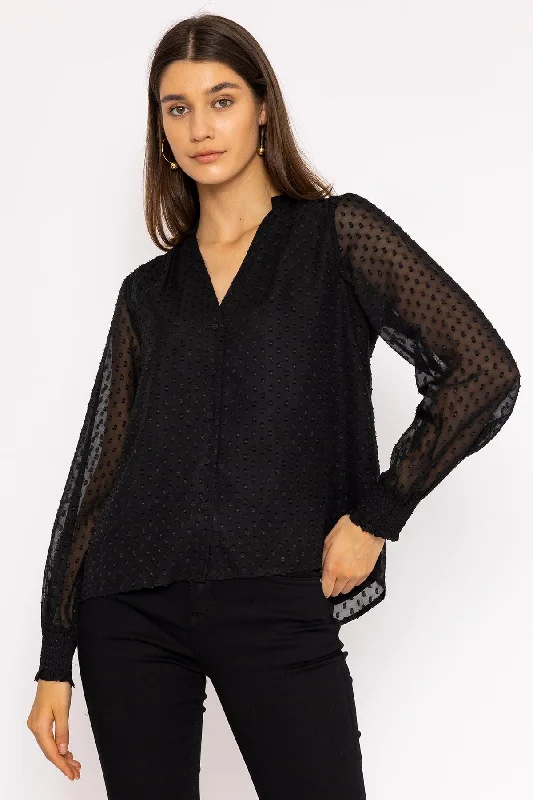 Dobby Texture Blouse in Black Gym