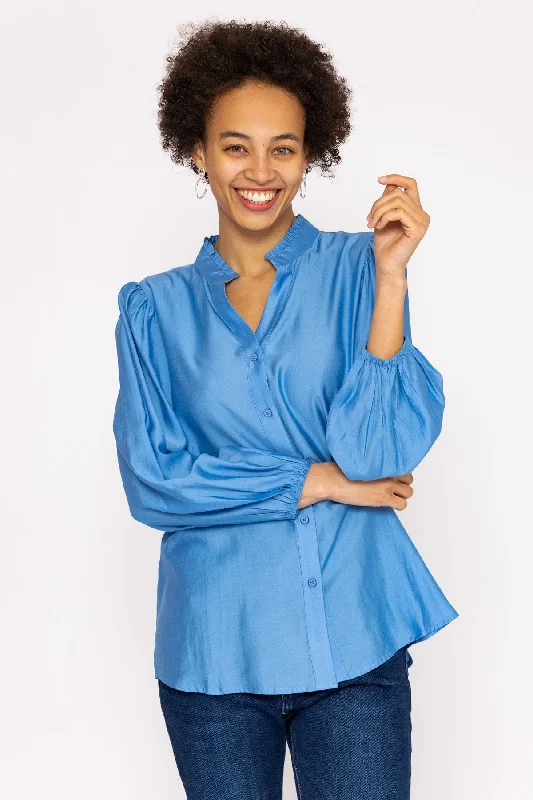 Long Sleeve Spring Blouse in Blue Women