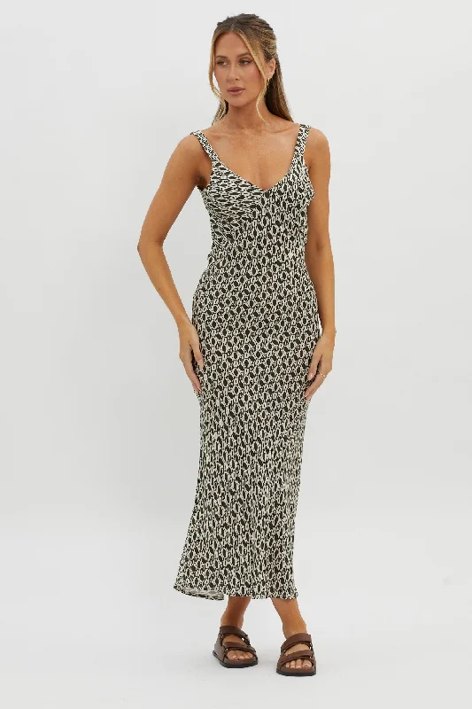Avenue Thick Strap Midi Dress Print Solna Casual Women's Loose - fitting