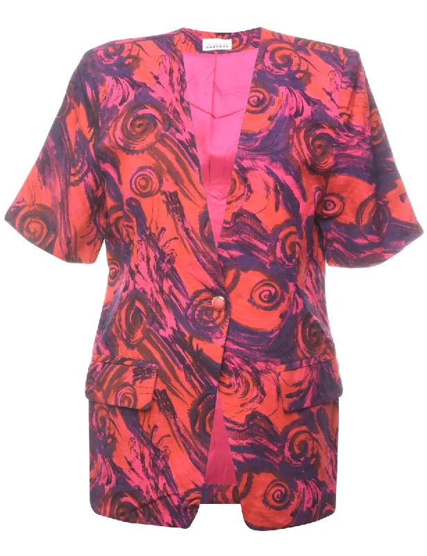Abstract Print 1980s Jacket - L Refined Women's Velvet