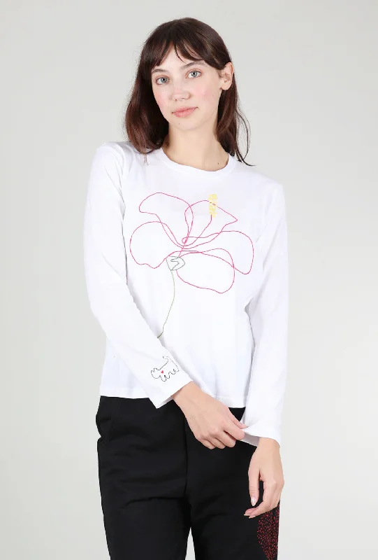 Jamaica Embroidered L/S Tee, White Vintage Women's 1970S 