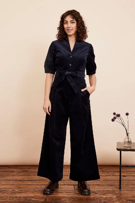 Stella Needlecord Navy Black Jumpsuit Long Vacation
