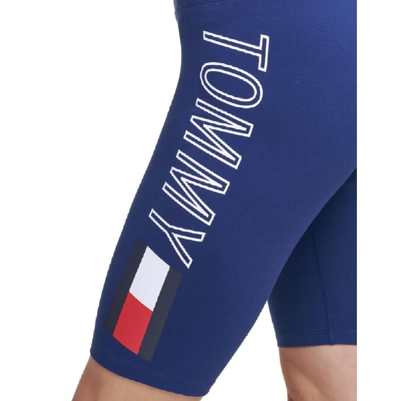 Tommy Hilfiger Women's High Rise Bike Shorts Blue Size Medium Modern Women's 