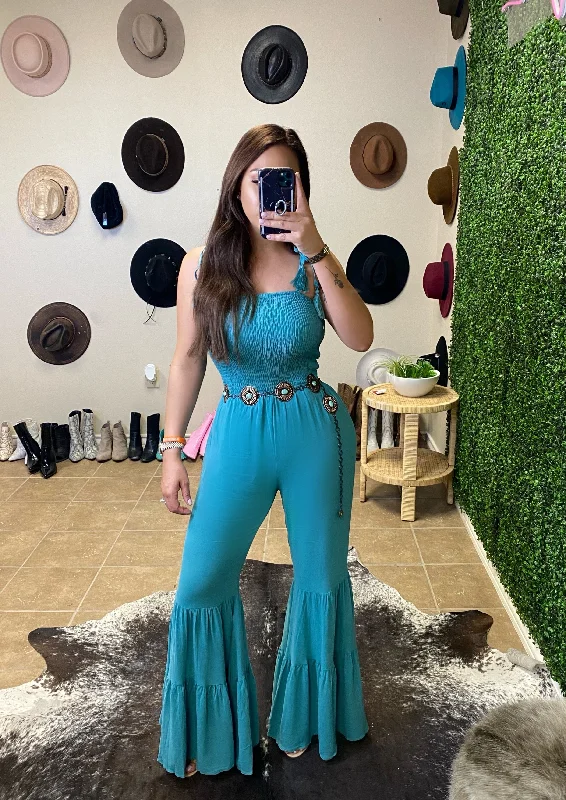 Smocking Jumpsuit Sporty Women's Athleisure 