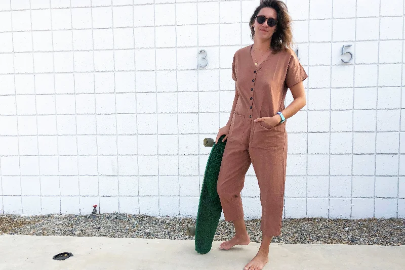 Short Sleeve Light Terracotta Jumpsuit (XS-XL) British Gentlewoman Style