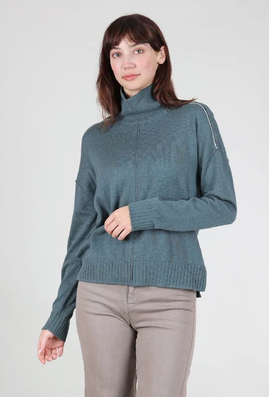 Contrast Tipped Relaxed Tneck, Heron Bold Women's Statement