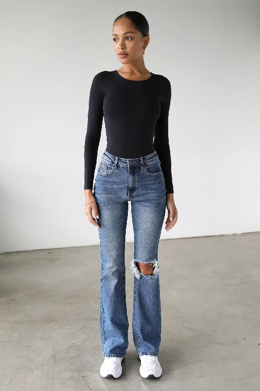 DOGMA High Rise Flare Leg Denim Jeans Dark Wash Dapper Women's 1920S