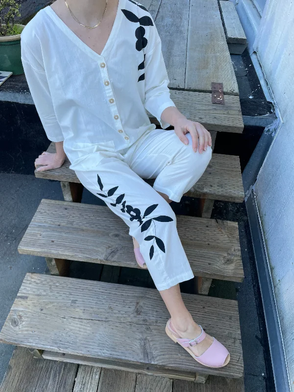 #93 Hand-painted Jumpsuit S/M Minimalist Women's Casual