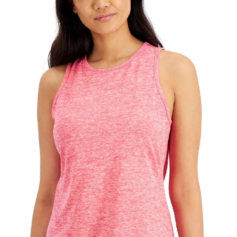 Id Ideology Women's Essentials Heathered Keyhole Back Tank Top Pink Size Small Youthful Women's Pop