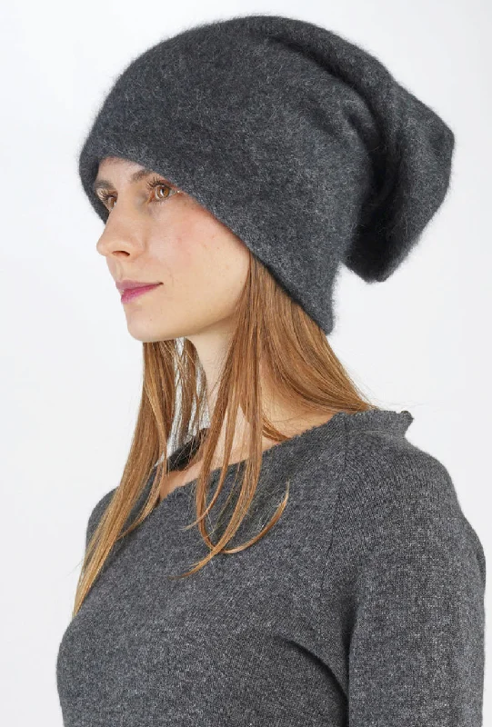 Luxe Raccoon Cap, Slate Melange Edgy Women's Punk