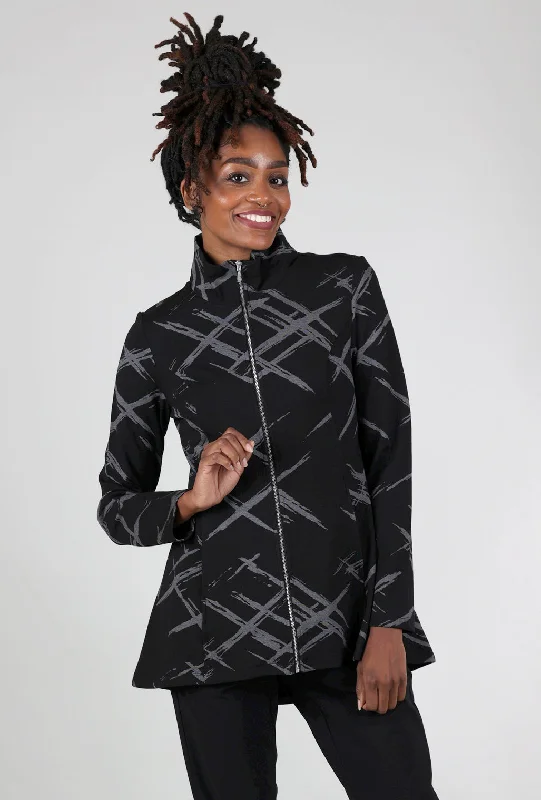 Ponte Jacquard Stella Jacket, Black Cozy Women's Sherpa - lined