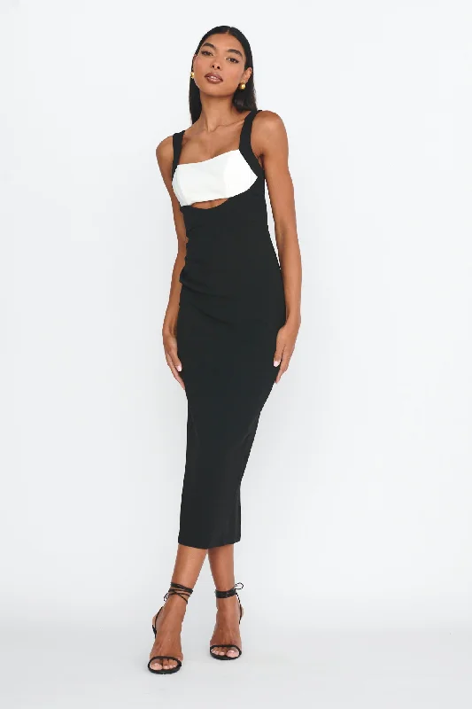 Move Maker Cut-Out Midi Dress Black Feminine Women's Soft 