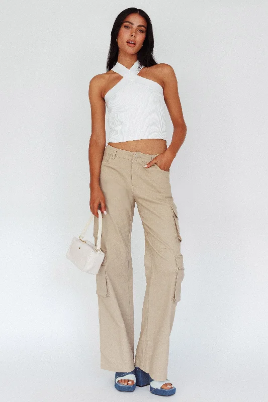 Ulterior Motive Pocket Cargo Pants Taupe Feminine Women's Soft 