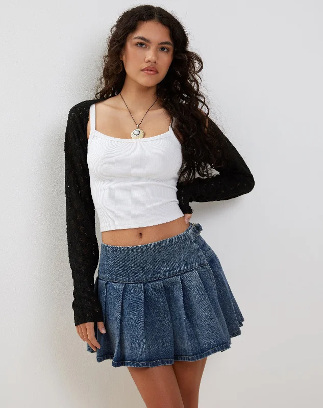Mika Shrug Cardigan in Mesh Black Business