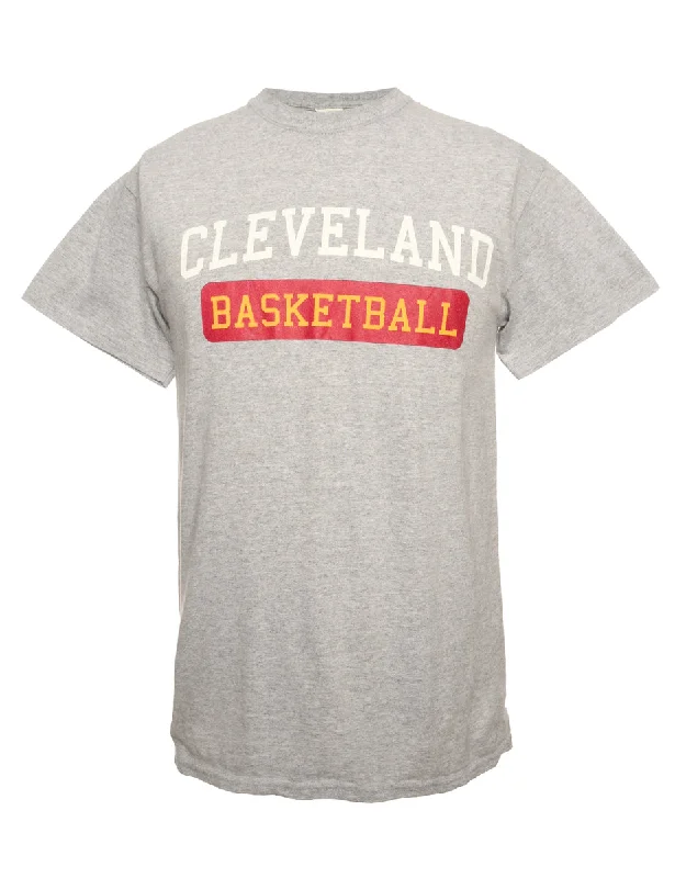 Grey Cleveland Basketball Sports T-shirt - M Hip Women's Urban